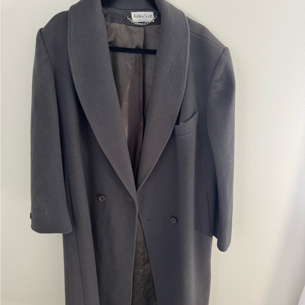 Ashley Scott Women's Charcoal Gray Wool Blend Trench Coat